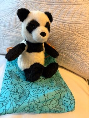 Jellycat Black and White Panda Plush with Mini Backpack